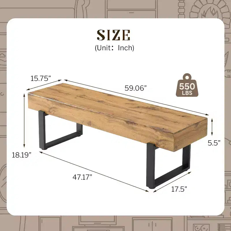 GDF Studio Sullivan Farmhouse 59 Wood Bench, Versatile Modern Shoe Bench