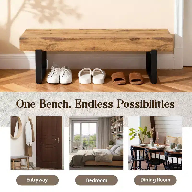 GDF Studio Sullivan Farmhouse 59 Wood Bench, Versatile Modern Shoe Bench