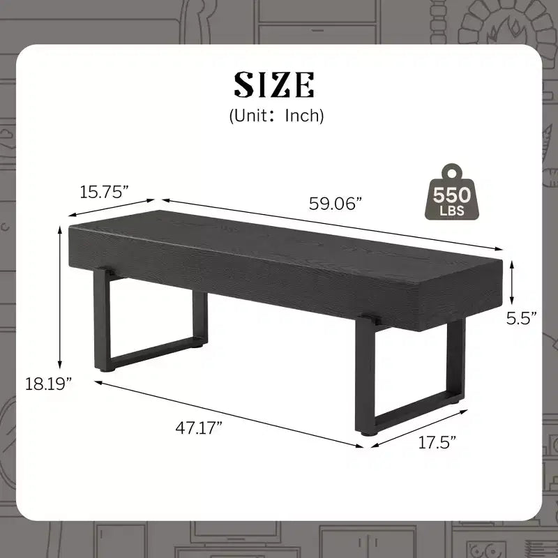 GDF Studio Sullivan Farmhouse 59 Wood Bench, Versatile Modern Shoe Bench