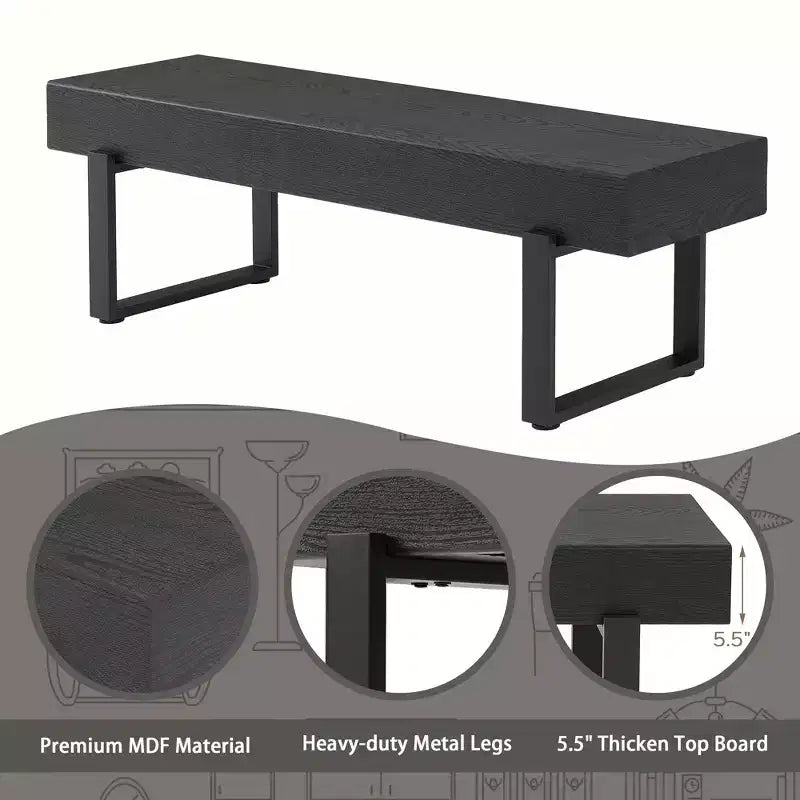 GDF Studio Sullivan Farmhouse 59 Wood Bench, Versatile Modern Shoe Bench