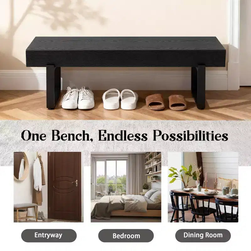 GDF Studio Sullivan Farmhouse 59 Wood Bench, Versatile Modern Shoe Bench