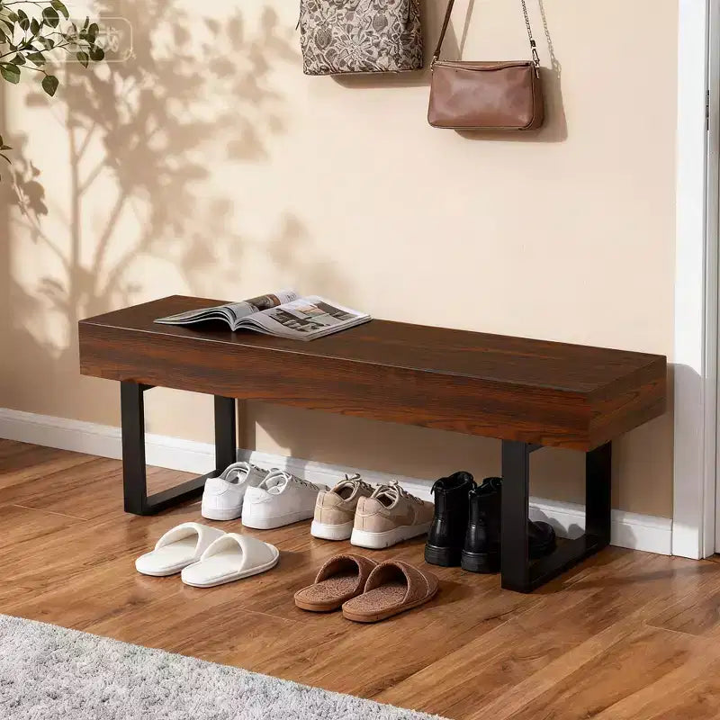 GDF Studio Sullivan Farmhouse 59 Wood Bench, Versatile Modern Shoe Bench