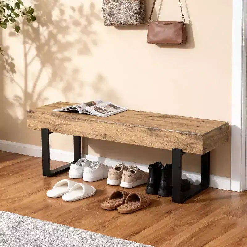 GDF Studio Sullivan Farmhouse 59 Wood Bench, Versatile Modern Shoe Bench