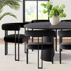 Set tavolo da pranzo allungabile 47-83 per 8 persone, tavolo nero e 8 poltrone in velluto con eleganti gambe in metallo, ideale per riunioni-Panipeachy