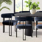 Set tavolo da pranzo allungabile 47-83 per 8 persone, tavolo nero e 8 poltrone in velluto con eleganti gambe in metallo, ideale per riunioni-Panipeachy