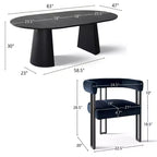 Set tavolo da pranzo allungabile 47-83 per 8 persone, tavolo nero e 8 poltrone in velluto con eleganti gambe in metallo, ideale per riunioni-Panipeachy