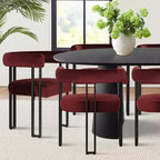 Set tavolo da pranzo allungabile 47-83 per 8 persone, tavolo nero e 8 poltrone in velluto con eleganti gambe in metallo, ideale per riunioni-Panipeachy