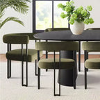Set tavolo da pranzo allungabile 47-83 per 8 persone, tavolo nero e 8 poltrone in velluto con eleganti gambe in metallo, ideale per riunioni-Panipeachy