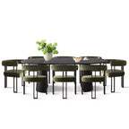 Set tavolo da pranzo allungabile 47-83 per 8 persone, tavolo nero e 8 poltrone in velluto con eleganti gambe in metallo, ideale per riunioni-Panipeachy