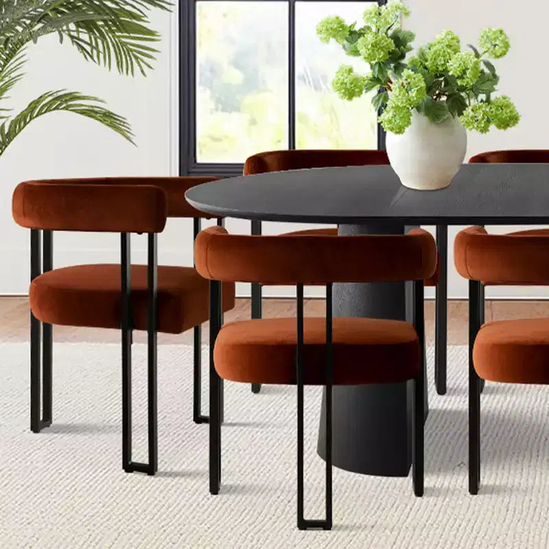 Set tavolo da pranzo allungabile 47-83 per 8 persone, tavolo nero e 8 poltrone in velluto con eleganti gambe in metallo, ideale per riunioni-Panipeachy