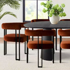Set tavolo da pranzo allungabile 47-83 per 8 persone, tavolo nero e 8 poltrone in velluto con eleganti gambe in metallo, ideale per riunioni-Panipeachy