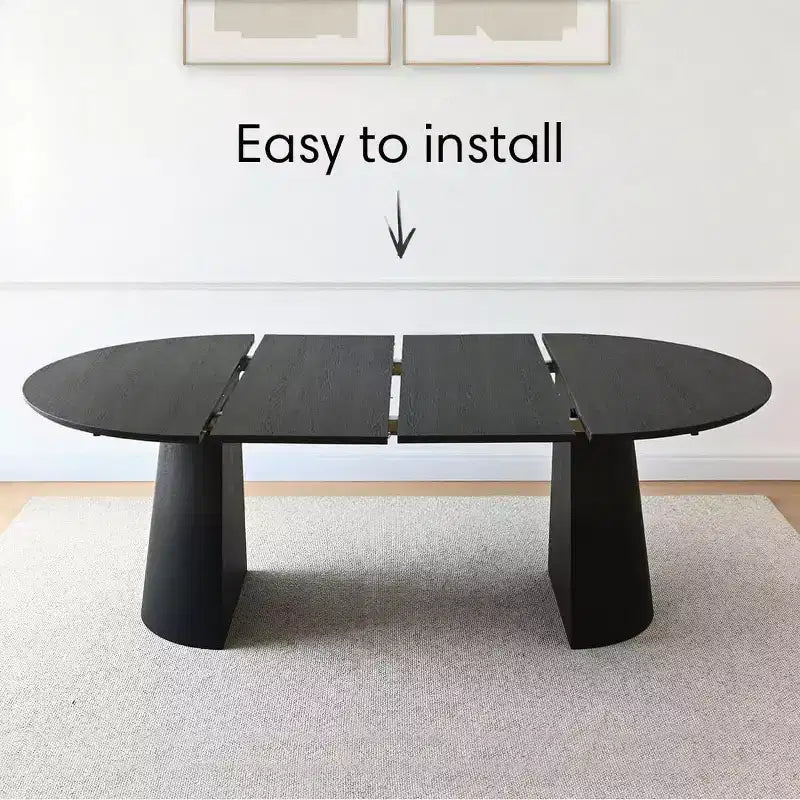 Set tavolo da pranzo allungabile 47-83 per 8 persone, tavolo nero e 8 poltrone in velluto con eleganti gambe in metallo, ideale per riunioni-Panipeachy