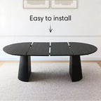 Set tavolo da pranzo allungabile 47-83 per 8 persone, tavolo nero e 8 poltrone in velluto con eleganti gambe in metallo, ideale per riunioni-Panipeachy
