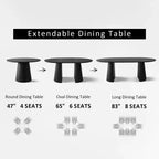 Set tavolo da pranzo allungabile 47-83 per 8 persone, tavolo nero e 8 poltrone in velluto con eleganti gambe in metallo, ideale per riunioni-Panipeachy