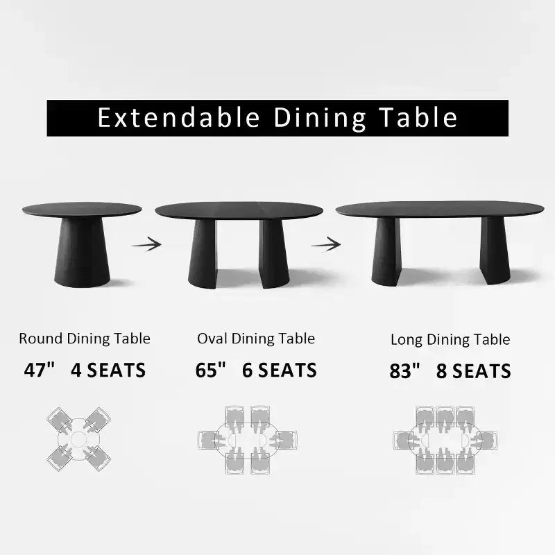 Set tavolo da pranzo allungabile 47-83 per 8 persone, tavolo nero e 8 poltrone in velluto con eleganti gambe in metallo, ideale per riunioni-Panipeachy