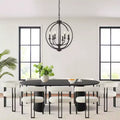 47-83 Extendable Dining Table Set for 8, Black Table and 8 Velvet Armchairs with Sleek Metal Legs, Ideal for Gatherings-Panipeachy