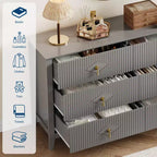 54 Wide 6-Drawer Dresser, Modern Chest with Metal Handles for Bedroom Storage, Gray