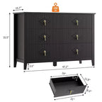 48 Wide 6-Drawer Dresser, Modern Chest with Metal Handles for Bedroom Storage, Black