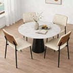TYBOATLE Mid Century Dining Chairs Set of 2, Quilted PU Leather Kitchen Chairs with Bentwood Back, Industrial Upholstered Side Chairs