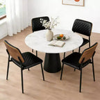 TYBOATLE Mid Century Dining Chairs Set of 2, Quilted PU Leather Kitchen Chairs with Bentwood Back, Industrial Upholstered Side Chairs