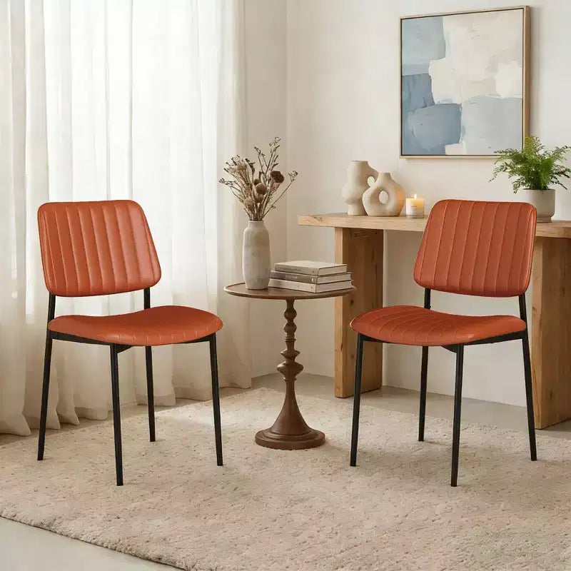 TYBOATLE Mid Century Dining Chairs Set of 2 - Modern Bentwood & Faux Leather Upholstered Kitchen Chairs with Metal Legs