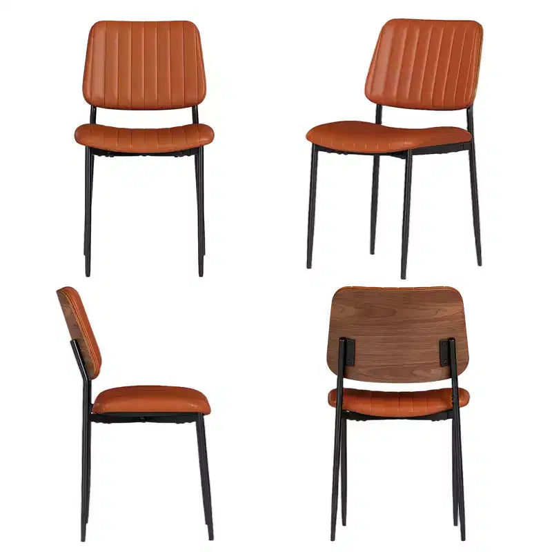 TYBOATLE Mid Century Dining Chairs Set of 2 - Modern Bentwood & Faux Leather Upholstered Kitchen Chairs with Metal Legs