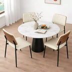 TYBOATLE Mid Century Dining Chairs Set of 2 - Modern Bentwood & Faux Leather Upholstered Kitchen Chairs with Metal Legs