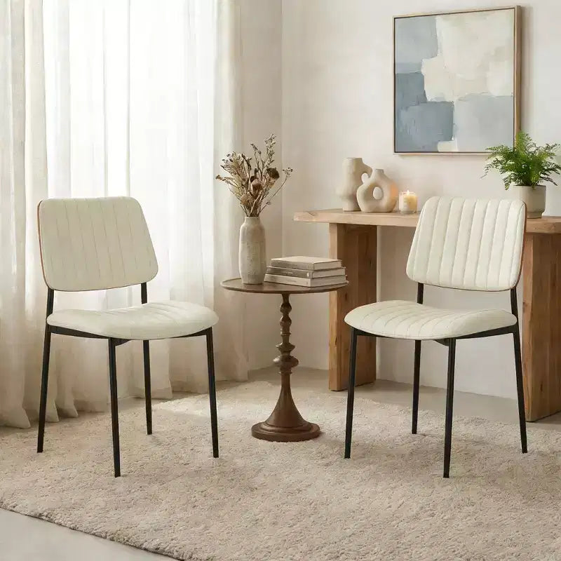 TYBOATLE Mid Century Dining Chairs Set of 2 - Modern Bentwood & Faux Leather Upholstered Kitchen Chairs with Metal Legs