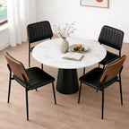 TYBOATLE Mid Century Dining Chairs Set of 2 - Modern Bentwood & Faux Leather Upholstered Kitchen Chairs with Metal Legs