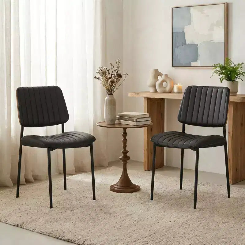 TYBOATLE Mid Century Dining Chairs Set of 2 - Modern Bentwood & Faux Leather Upholstered Kitchen Chairs with Metal Legs