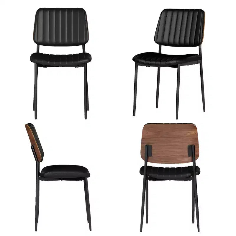 TYBOATLE Mid Century Dining Chairs Set of 2 - Modern Bentwood & Faux Leather Upholstered Kitchen Chairs with Metal Legs