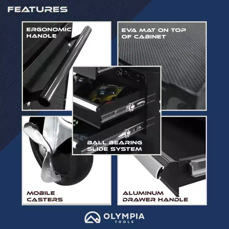 Armadietto portautensili mobile Olympia Tools da 20 pollici con 5 cassetti, con serratura