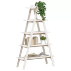 vidaXL 5-Tier Shelf Free Standing A-shape Display Bookcase Solid Wood Pine