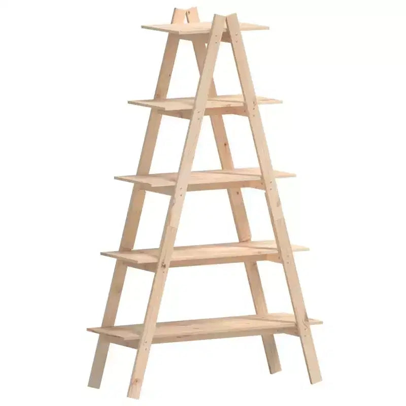 vidaXL 5-Tier Shelf Free Standing A-shape Display Bookcase Solid Wood Pine