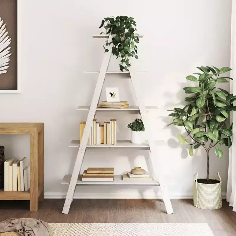 vidaXL 5-Tier Shelf Free Standing A-shape Display Bookcase Solid Wood Pine