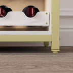 Wine Cabinet, Farmhouse Coffee Wine Bar Rack with Power Outlet & LED Light, Gold Liquor Cabinet with Detachable Rack & Glass Holder