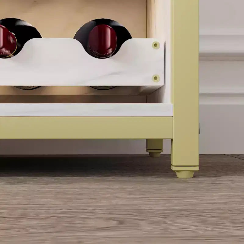 Wine Cabinet, Farmhouse Coffee Wine Bar Rack with Power Outlet & LED Light, Gold Liquor Cabinet with Detachable Rack & Glass Holder