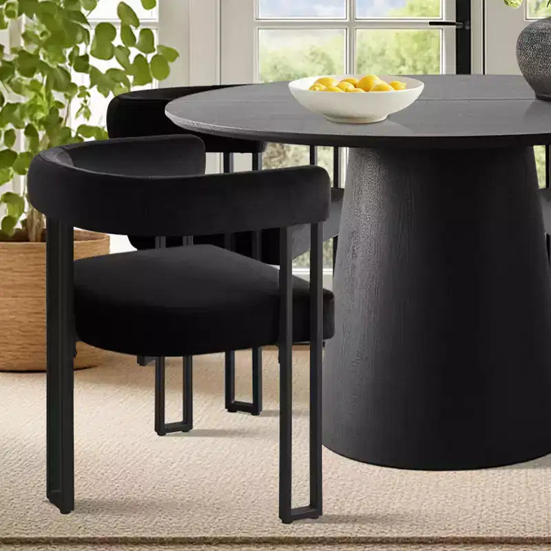 Set tavolo da pranzo allungabile 47-83 per 4 persone, tavolo nero e 4 sedie da pranzo imbottite in velluto con gambe in metallo, stile moderno-Panipeachy