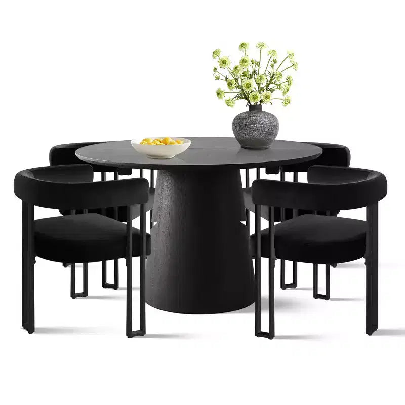 Set tavolo da pranzo allungabile 47-83 per 4 persone, tavolo nero e 4 sedie da pranzo imbottite in velluto con gambe in metallo, stile moderno-Panipeachy
