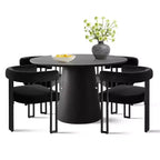 Set tavolo da pranzo allungabile 47-83 per 4 persone, tavolo nero e 4 sedie da pranzo imbottite in velluto con gambe in metallo, stile moderno-Panipeachy