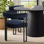 Set tavolo da pranzo allungabile 47-83 per 4 persone, tavolo nero e 4 sedie da pranzo imbottite in velluto con gambe in metallo, stile moderno-Panipeachy