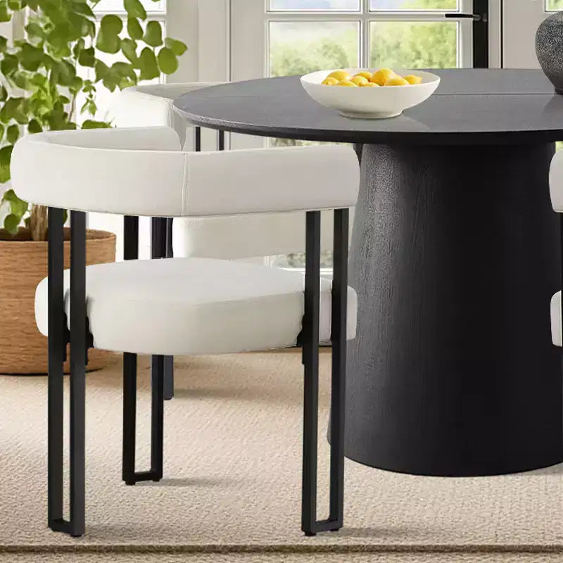 Set tavolo da pranzo allungabile 47-83 per 4 persone, tavolo nero e 4 sedie da pranzo imbottite in velluto con gambe in metallo, stile moderno-Panipeachy