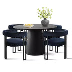 Set tavolo da pranzo allungabile 47-83 per 4 persone, tavolo nero e 4 sedie da pranzo imbottite in velluto con gambe in metallo, stile moderno-Panipeachy