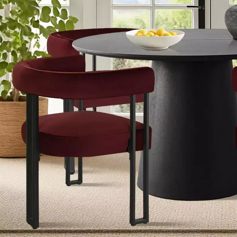 Set tavolo da pranzo allungabile 47-83 per 4 persone, tavolo nero e 4 sedie da pranzo imbottite in velluto con gambe in metallo, stile moderno-Panipeachy