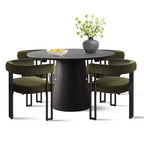 Set tavolo da pranzo allungabile 47-83 per 4 persone, tavolo nero e 4 sedie da pranzo imbottite in velluto con gambe in metallo, stile moderno-Panipeachy