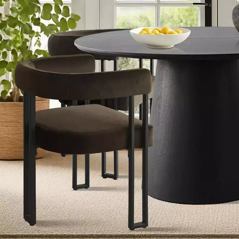 Set tavolo da pranzo allungabile 47-83 per 4 persone, tavolo nero e 4 sedie da pranzo imbottite in velluto con gambe in metallo, stile moderno-Panipeachy