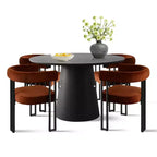 Set tavolo da pranzo allungabile 47-83 per 4 persone, tavolo nero e 4 sedie da pranzo imbottite in velluto con gambe in metallo, stile moderno-Panipeachy