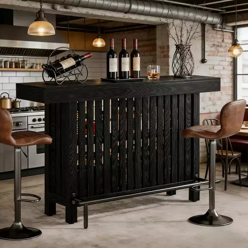 Mobile Bar, Bancone Moderno a 2 Ripiani con Poggiapiedi