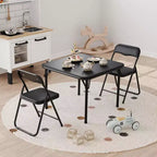 Kids 3-Piece Folding Table and Chair Set - Soft PU Cushion Seats, No Assembly Required, Portable Compact, Indoor Outdoor Use for Reading Play