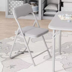 Kids 3-Piece Folding Table and Chair Set - Soft PU Cushion Seats, No Assembly Required, Portable Compact, Indoor Outdoor Use for Reading Play